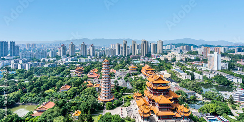 Photography Scenery of Baoen Pagoda and Five Hundred Arhats in Xichan Temple, Fuzhou, Fujian
