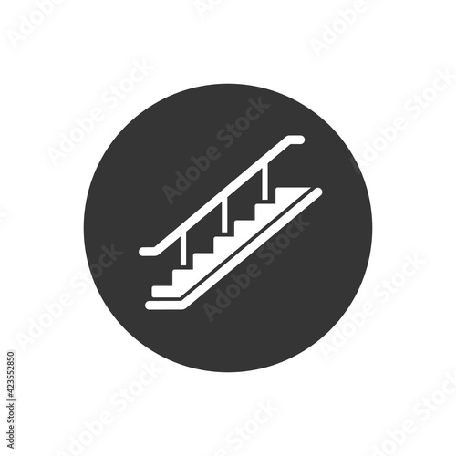 Vector stairs white icon in flat style