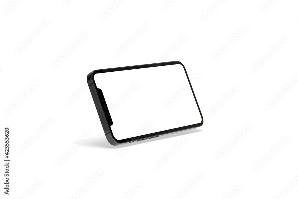 Realistic isometric black frameless smartphone mockup perspective 3d Realistic isometric black frameless smartphone mockup perspective 3d