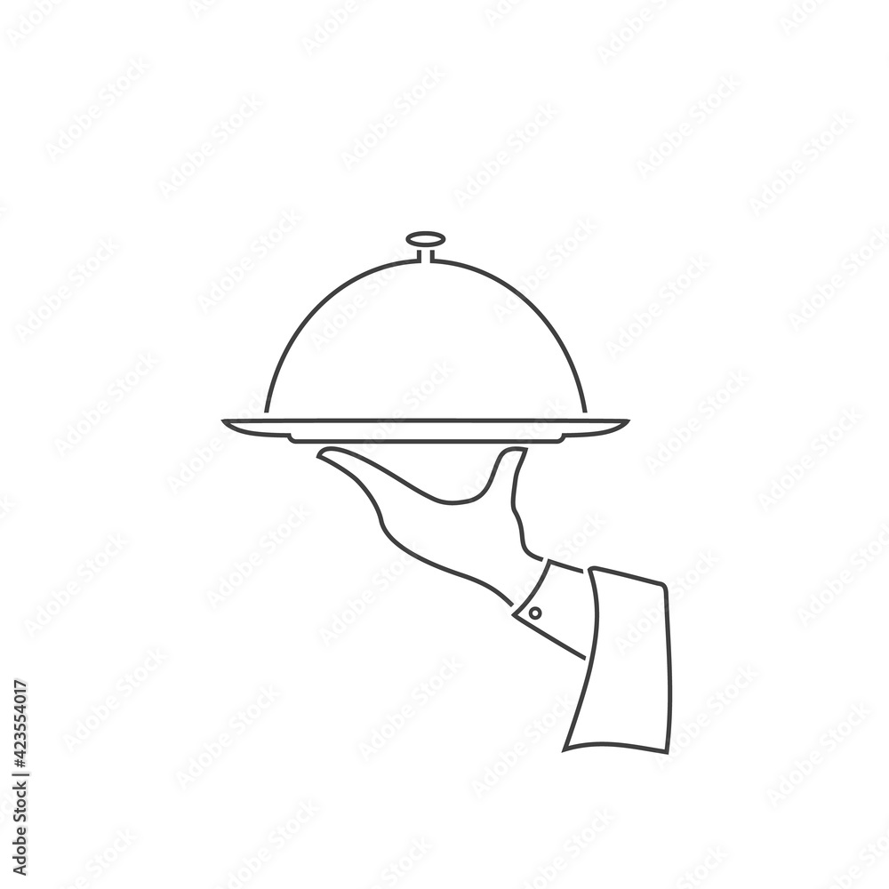 Covered plate line icon. Vector illustration in flat Covered plate line icon. Vector illustration in flat