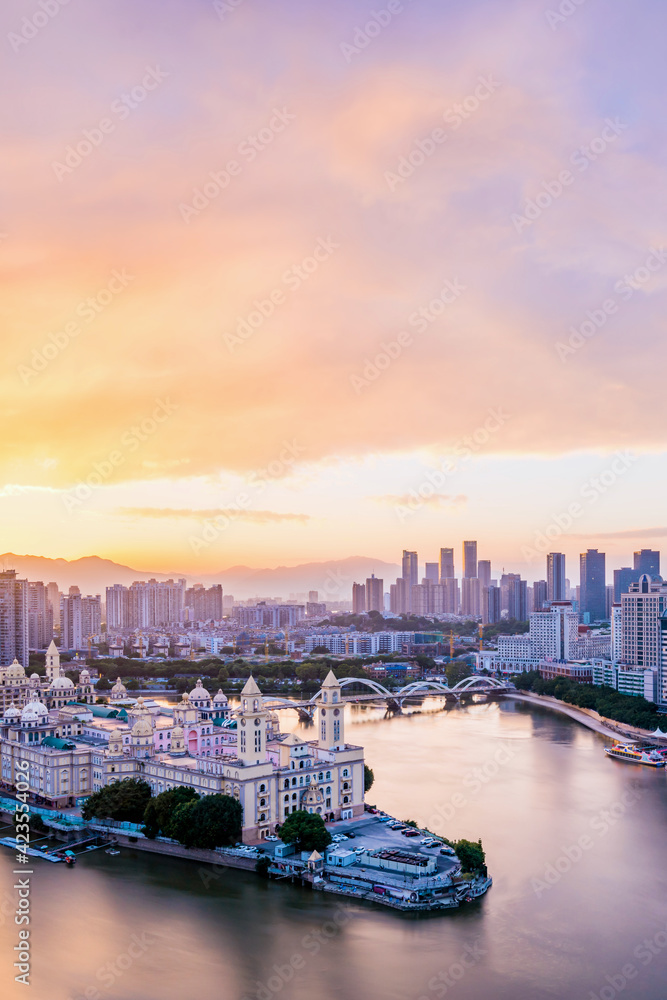 Obraz premium Sunset at Zhongzhou Island, Fuzhou, Fujian, China