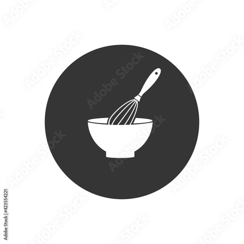 Mixing Bowl vector white icon in flat