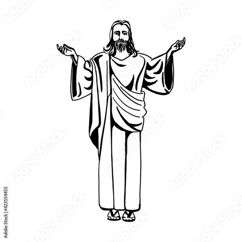 Vector illustration of Jesus Christ, God and bible