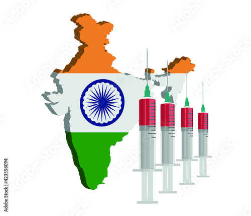 vaccination time, healthcare concept background, banner. Coronavirus Concept With India Flag.
