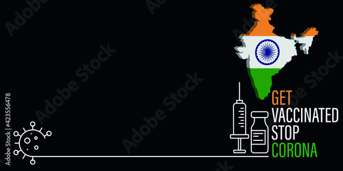 vaccination time  healthcare concept background  banner. Coronavirus Concept With India Flag.