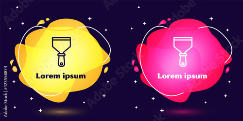 Set line Putty knife icon isolated on blue background. Spatula repair tool. Spackling or paint instruments. Abstract banner with liquid shapes. Vector