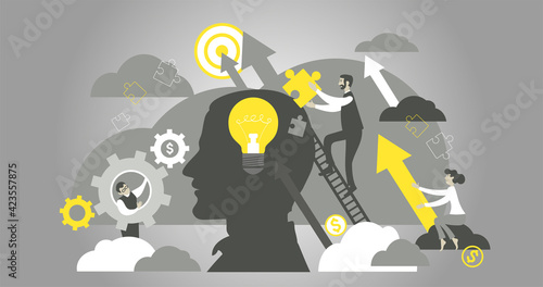 Vector illustration infographic. Employee training for professional development, growth and positive progress. Business growth concept with the help of a mentor.