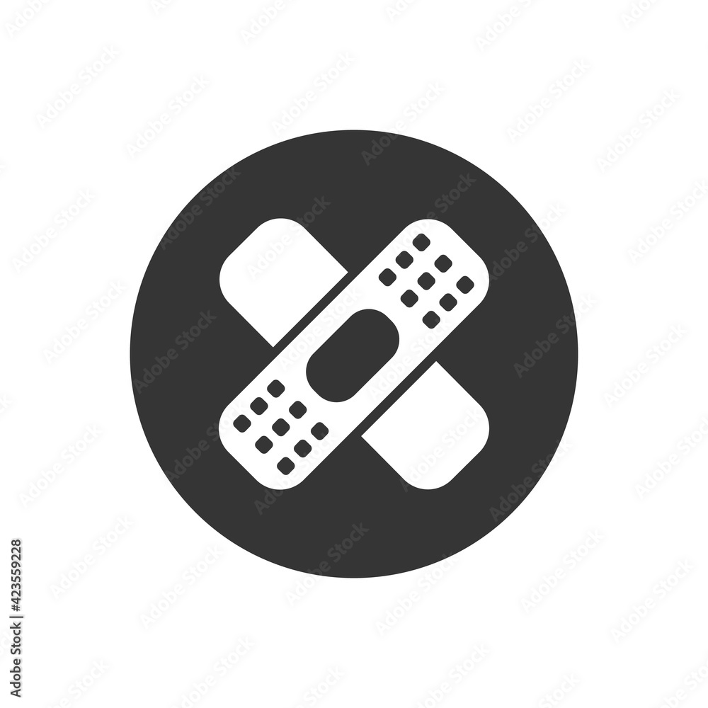 Patch medicine white icon in flat. Vector Patch medicine white icon in flat. Vector