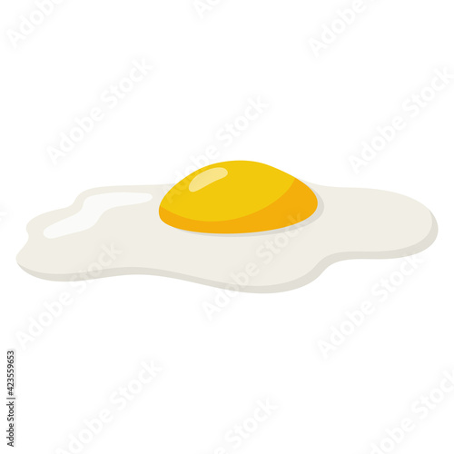 Fried eggs viewed from the side. Breakfast egg, isolated on white background