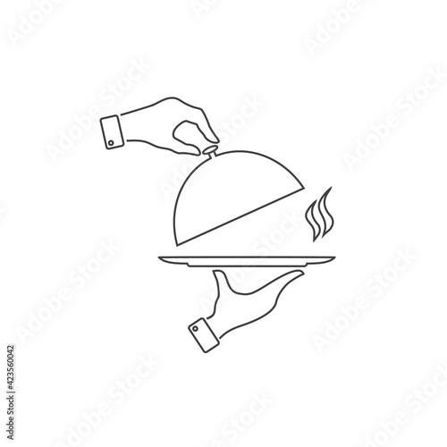 Covered plate flat line icon. Vector illustration