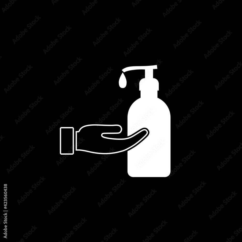 Hand sanitizer icon isolated on dark background Hand sanitizer icon isolated on dark background