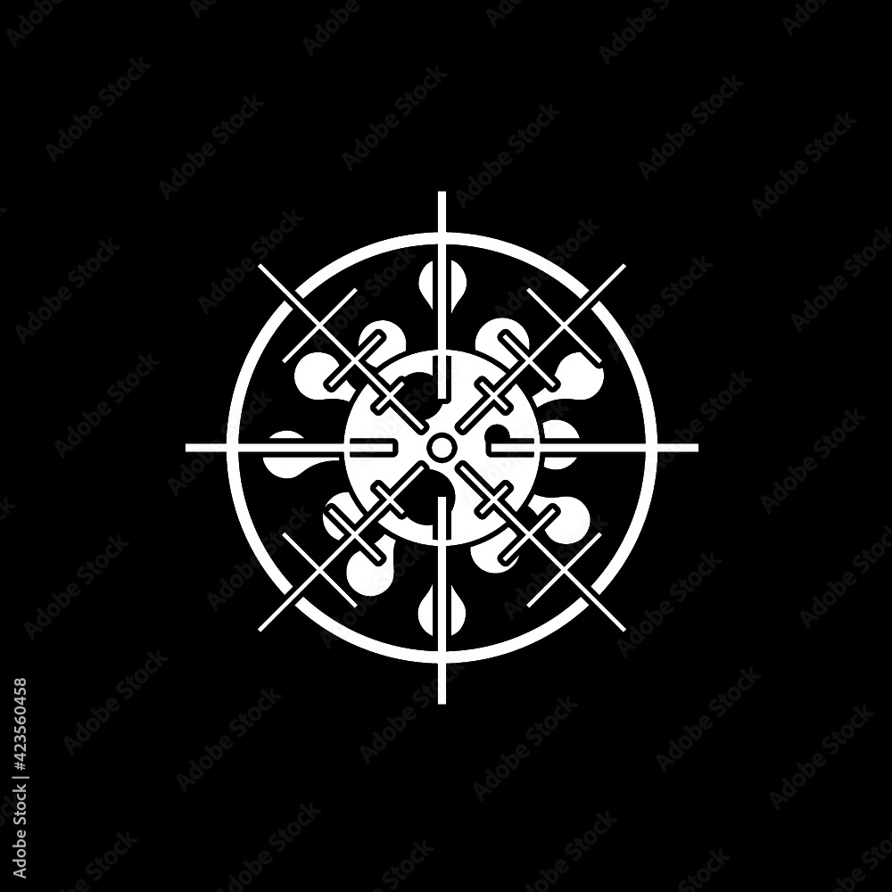 Target virus icon isolated on dark background