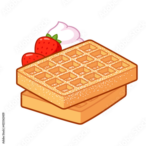 Cartoon Belgian waffles drawing