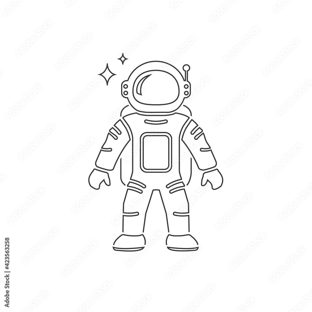 Astronaut Flat Line Icon Vector illustration
