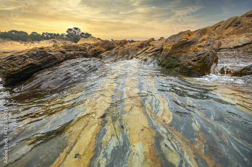 A beautiful landscape of bizarre rock formations on the Pacific coast at Point Lobos State Reserve in Carmel, California.