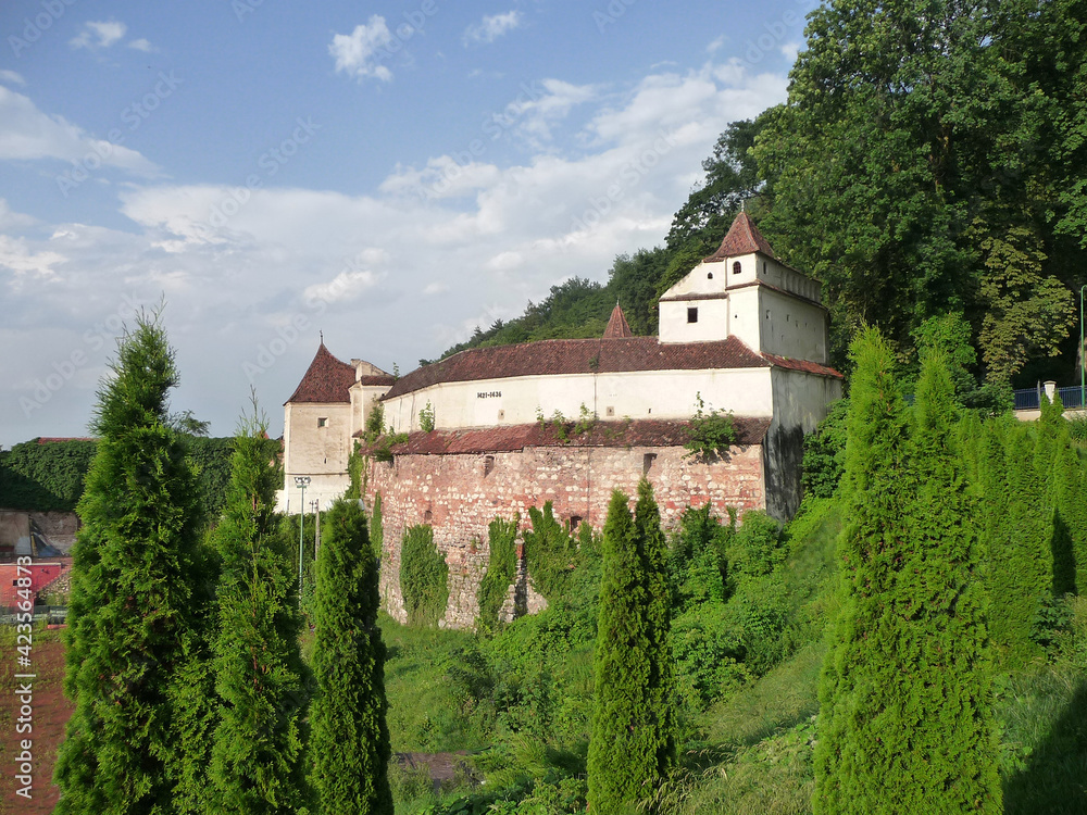 Medieval Walls in the historic city of Brasov. Transylvania. Romania.