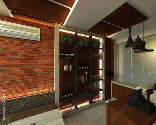 Vászonkép Shelving rack cabinet in vintage and retro style