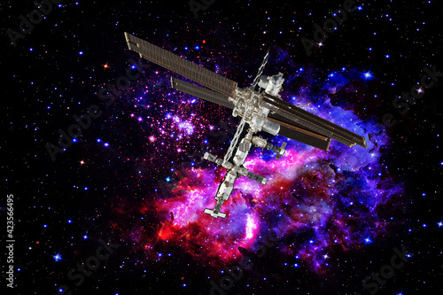 The station  earth atmosphere and space. The elements of this image furnished by NASA.