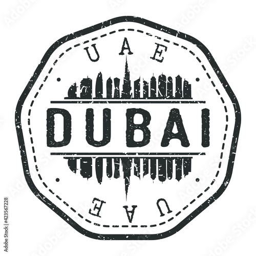 Dubai - United Arab Emirates Stamp Skyline Postmark. Silhouette Postal Passport. City Round Vector Icon. Vintage Postage Design.