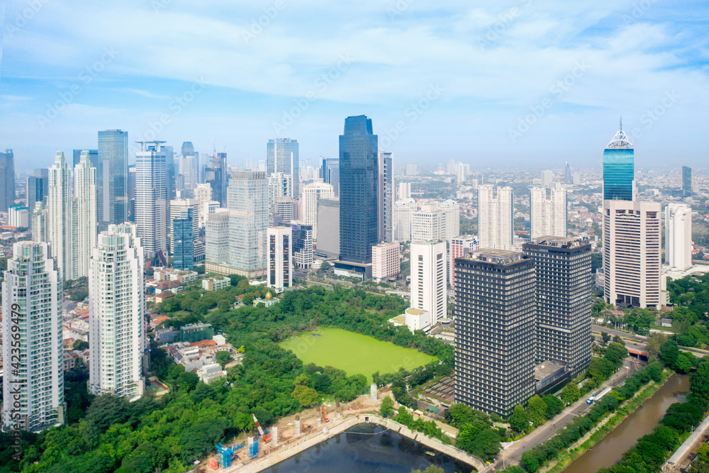 Fototapeta premium Beautiful Jakarta skyline with highrise buildings