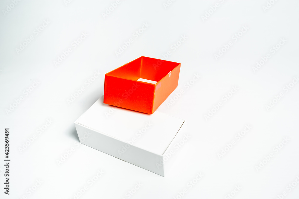 custom made wallpaper toronto digitalOpen cardboard box with orange-red box cover on a white background