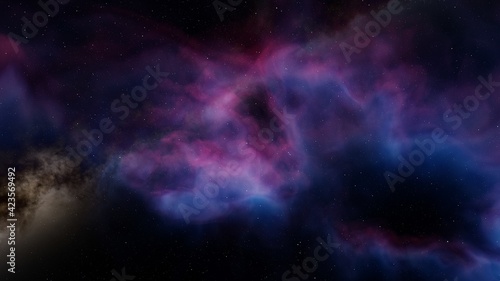 Fototapeta Naklejka Na Ścianę i Meble -  colorful space background with stars, nebula gas cloud in deep outer space 3d render