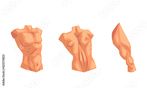 Body Parts with Torso and Muscled Leg Vector Set