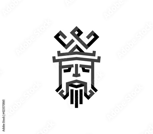 king with crown and beard simple royal logo