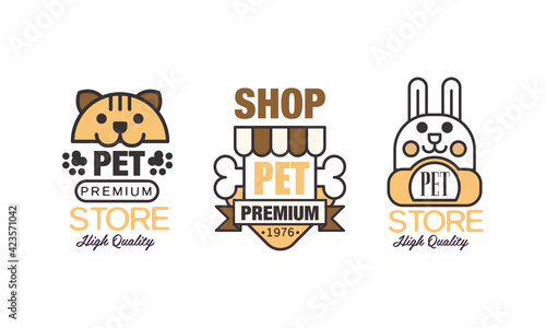 Logo for Pet Premium Shop or Store Vector Set