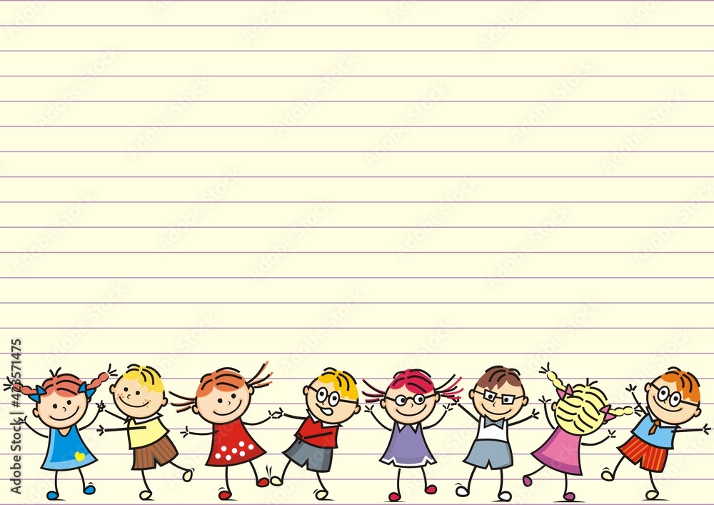 Dancing happy kids, banner, vector funny conceptual illustration Dancing happy kids, banner, vector funny conceptual illustration