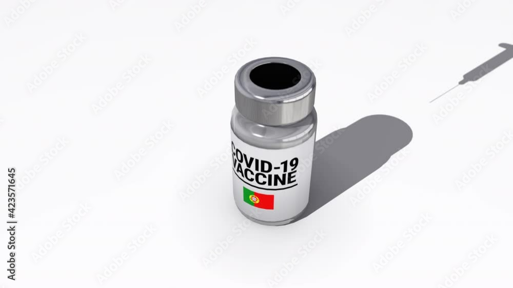 Seamless looping 3D animation of the covid-19 vaccine injection of a bottle with the flag of Portugal in 4K resolution Seamless looping 3D animation of the covid-19 vaccine injection of a bottle with the flag of Portugal in 4K resolution