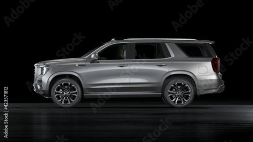 3D rendering of a brand-less generic SUV concept car 