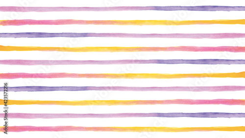 水彩 素材 ボーダー アースカラー ピンク 紫 オレンジ 黄色 ストライプ 手描き しましま 背景 バック  border color yellow pink and purple stripe vitamin color background