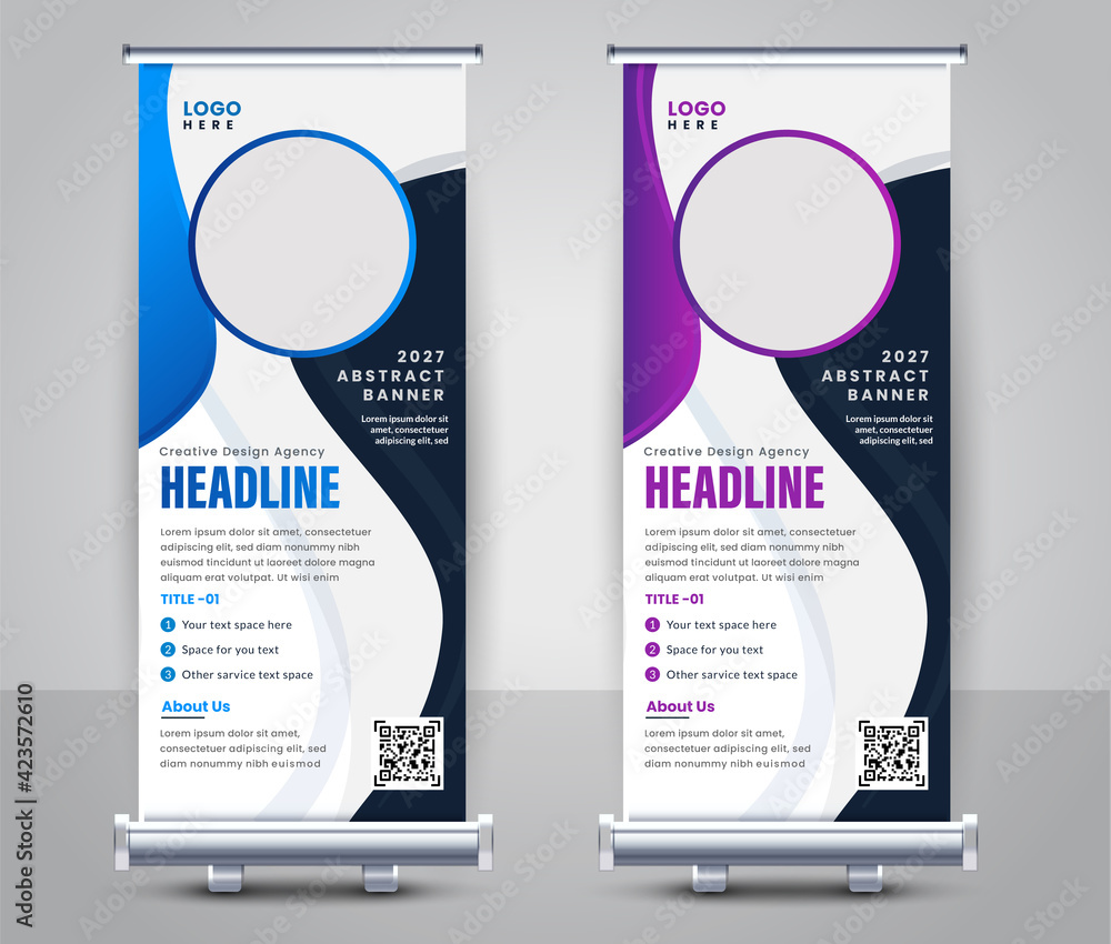 Abstract Modern Professional roll up stand banner design template