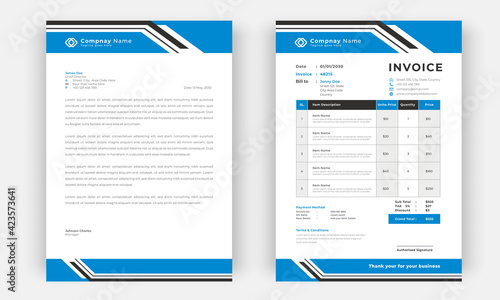 Editable minimalist Letterhead template and business invoice template design