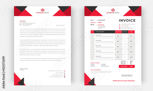 Editable minimalist Letterhead template and business invoice template design