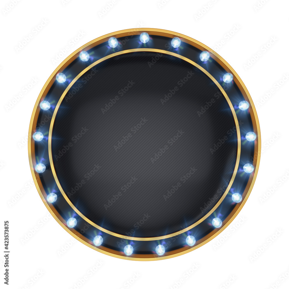 Obraz premium Black frame with lights, 3d black frame
