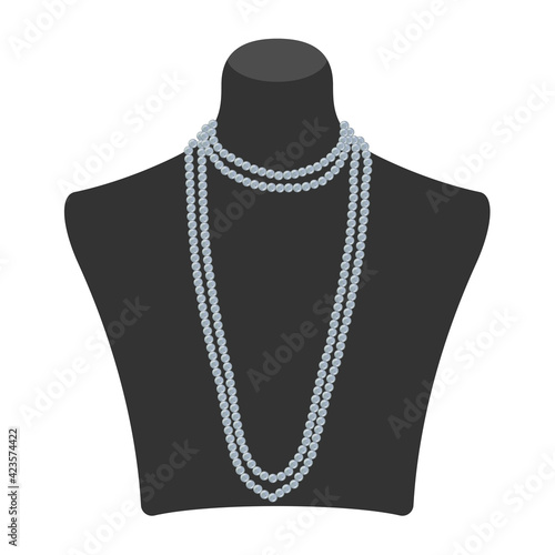Colorful female mannequin with necklace jewelry bust vector black neck model with collar of pearls