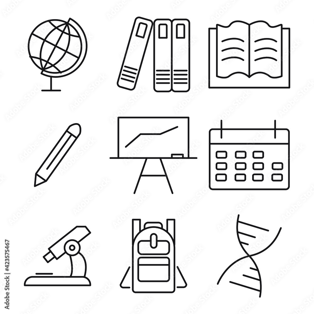 Fototapeta premium Education icons set. Education pack symbol vector elements for infographic web.