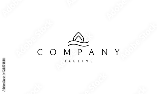 Vector logo on which an abstract image of water drops and waves in a linear style.