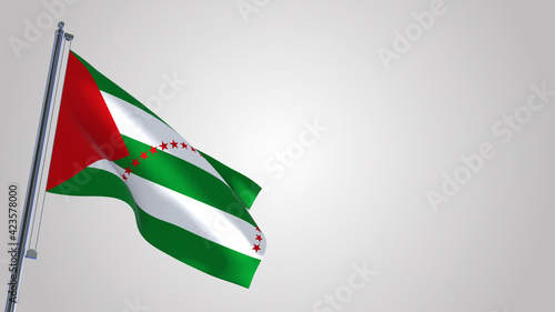 Manabi 3D waving flag illustration on a realistic metal flagpole. Isolated on white background with space on the right side.  photo
