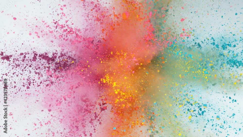 Super slow motion of coloured powder explosion isolated on white background. Filmed on high speed cinema camera, 1000fps. Super slow motion of coloured powder explosion isolated on white background. Filmed on high speed cinema camera, 1000fps.