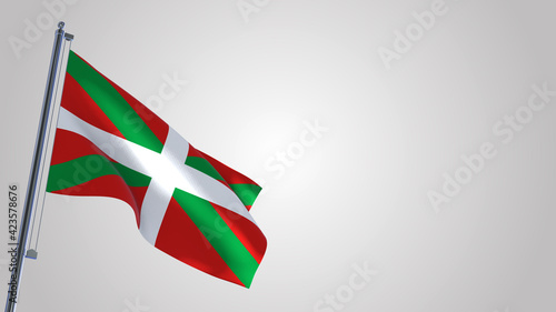 Free Download Basque Country 3D waving flag illustration on a realistic metal flagpole. Isolated on white background with space on the right side.  - GFXLoad