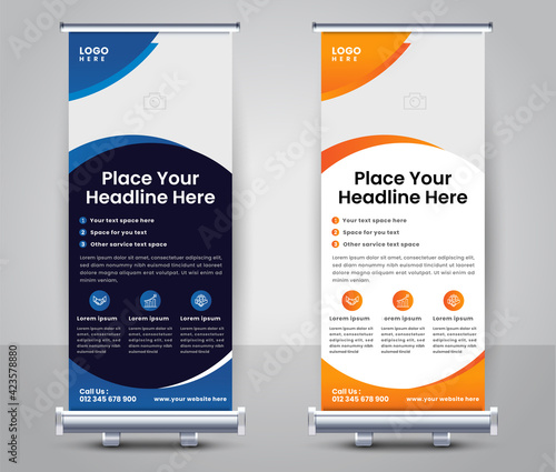 Abstract Modern Professional roll up stand banner design template