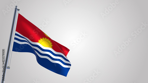 Free Download Kiribati 3D waving flag illustration on a realistic metal flagpole. Isolated on white background with space on the right side.  - GFXLoad