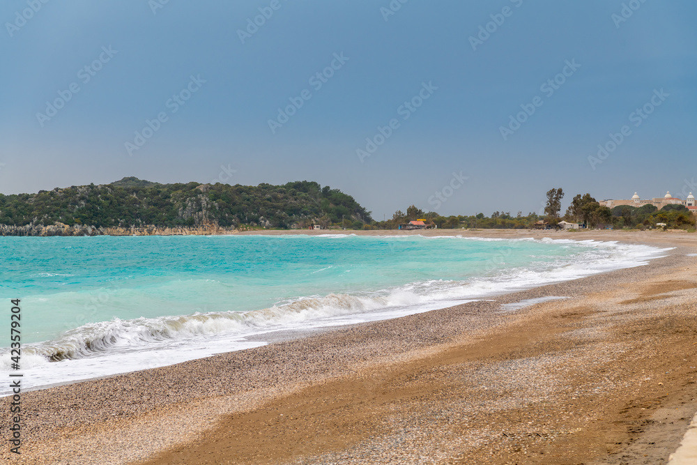 turquoise sea and the beach with Demre Antalya Turkey