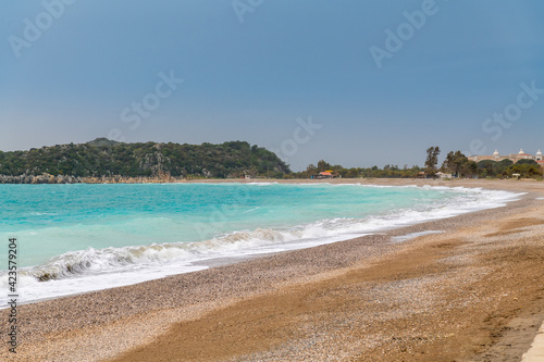 Fototapeta Naklejka Na Ścianę i Meble -  turquoise sea and the beach with Demre Antalya Turkey