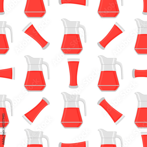 Illustration on theme colored lemonade in glass jug