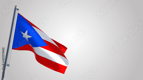 Puerto Rico 3D waving flag illustration on a realistic metal flagpole. Isolated on white background with space on the right side. Free Download Puerto Rico 3D waving flag illustration on a realistic metal flagpole. Isolated on white background with space on the right side. - GFXLoad
