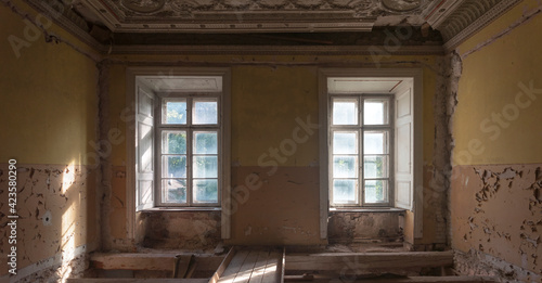 The abandoned old palace in Pilica in Poland